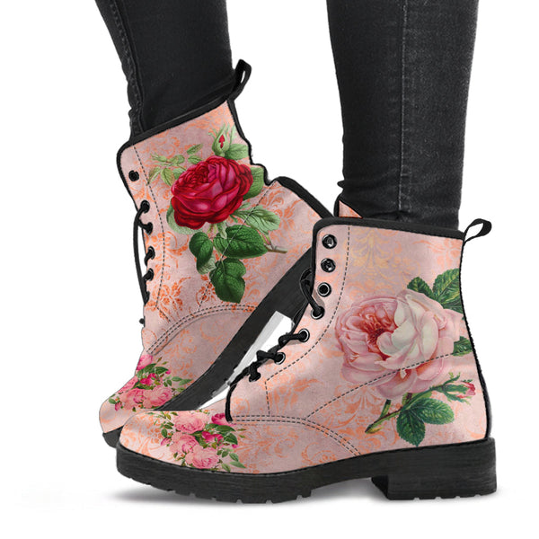Combat Boots - Vintage Style Flowers #101N | Boho Bride