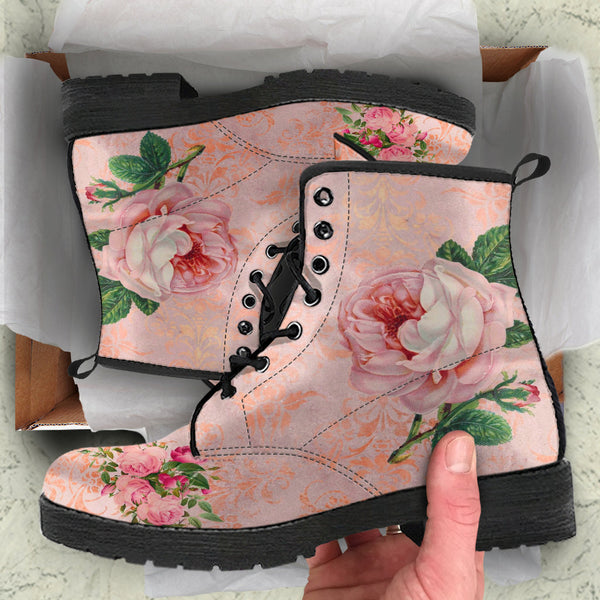 Combat Boots - Vintage Style Flowers #101N | Boho Bride