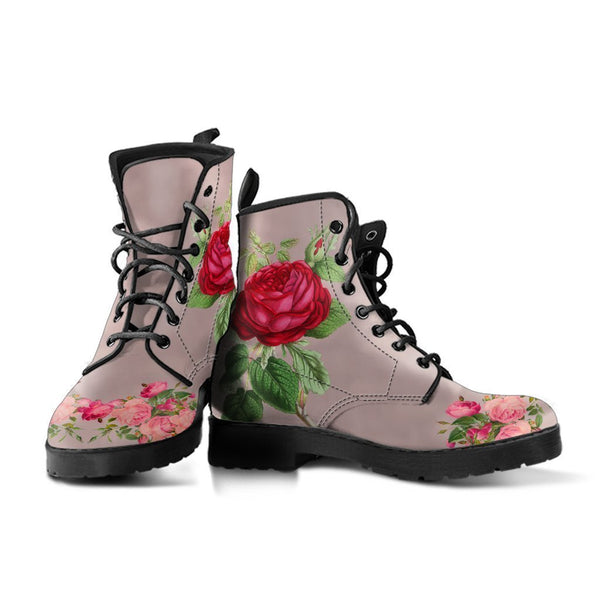 Combat Boots - Vintage Style Flowers | Boho Shoes Vegan