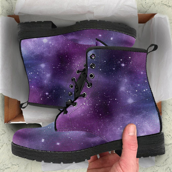 Combat Boots - Watercolor Galaxy | Purple Boots for Women