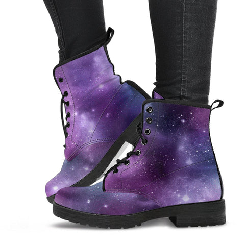 Combat Boots - Watercolor Galaxy | Purple Boots for Women
