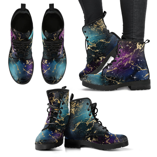 Combat Boots - Watercolor Marble Galaxy #1 | Custom Shoes