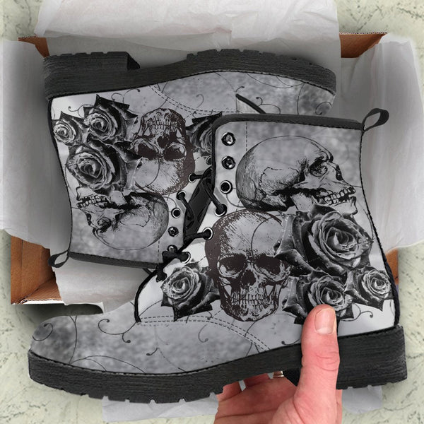 Combat Boots - Witch’s Gray Boots | Goth Boots Gothic Boots
