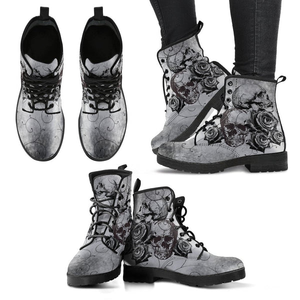 Combat Boots - Witch’s Gray Boots | Goth Boots Gothic Boots