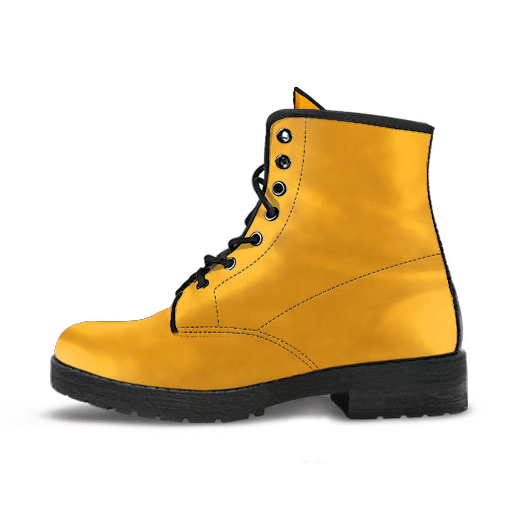 Combat Boots - Yellow | Boho Shoes Handmade Lace Up Boots