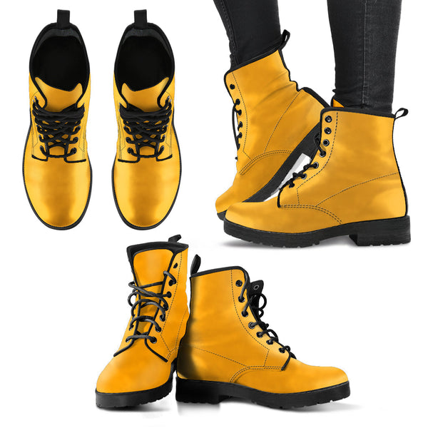Combat Boots - Yellow | Boho Shoes Handmade Lace Up Boots