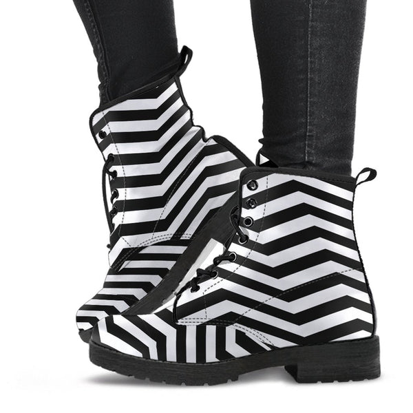 Combat Boots - Zebra Pattern | Boho Shoes Handmade Lace Up