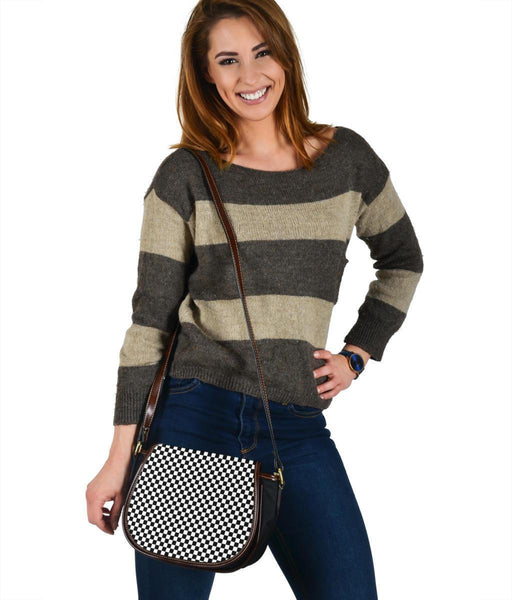 Custom Saddle Bag (Canvas) – B&W Checkers | Gift Ideas