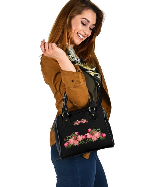 Custom Shoulder Bag - Vintage Roses in White/ Nude Pink/