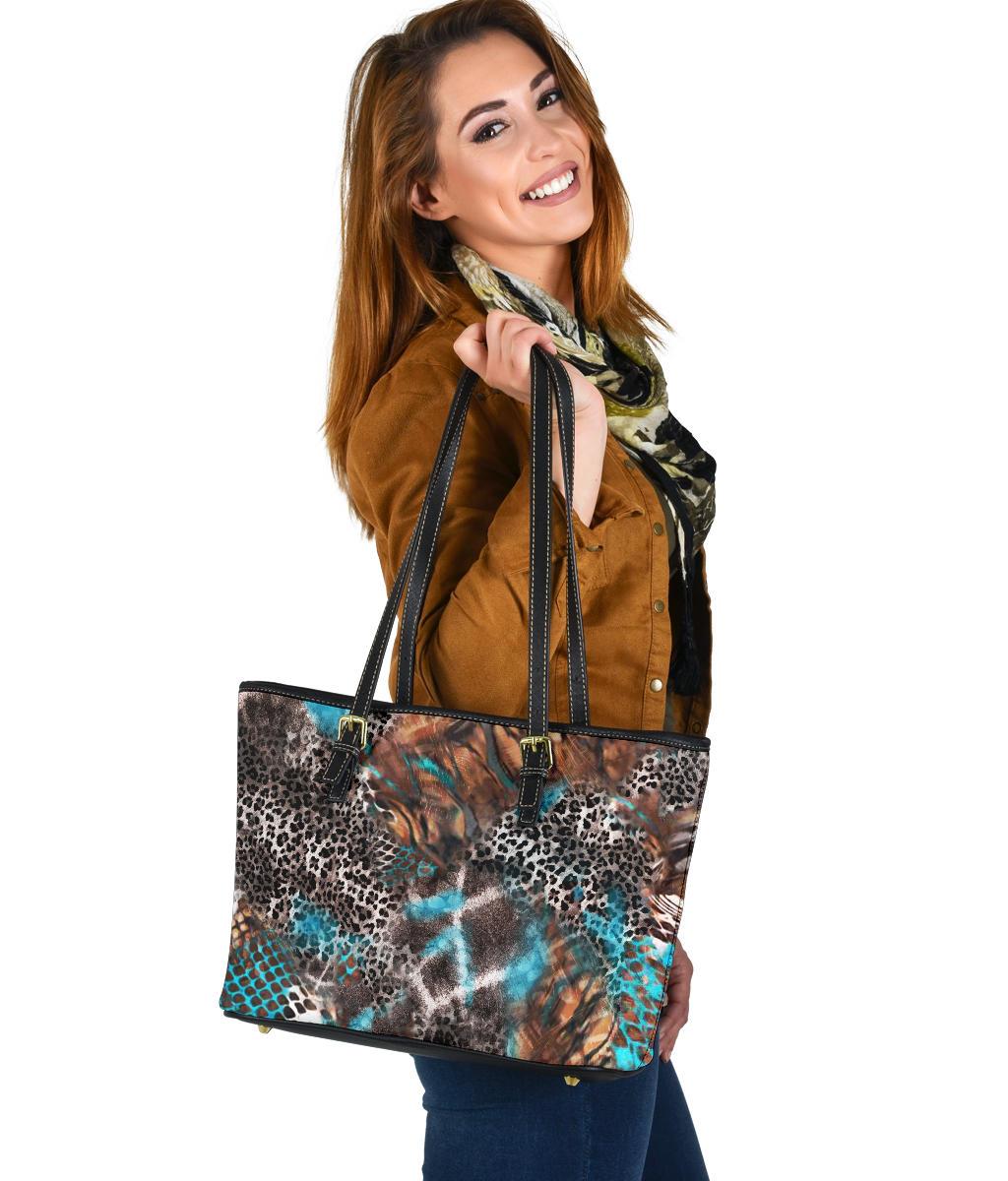 Custom Tote Bag (Vegan Leather) - Distressed Animal Print