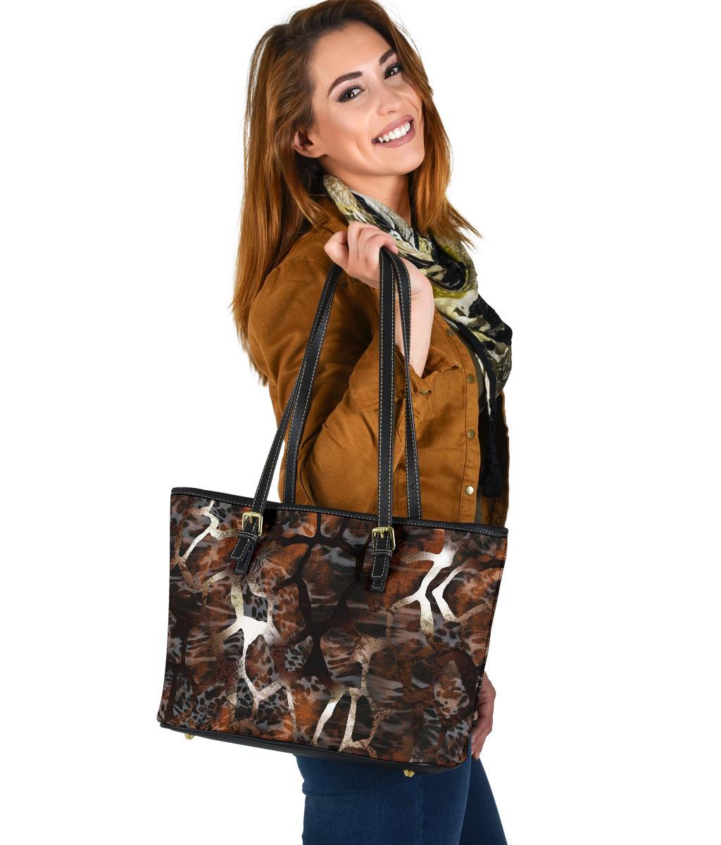 Custom Tote Bag (Vegan Leather) - Distressed Animal Print