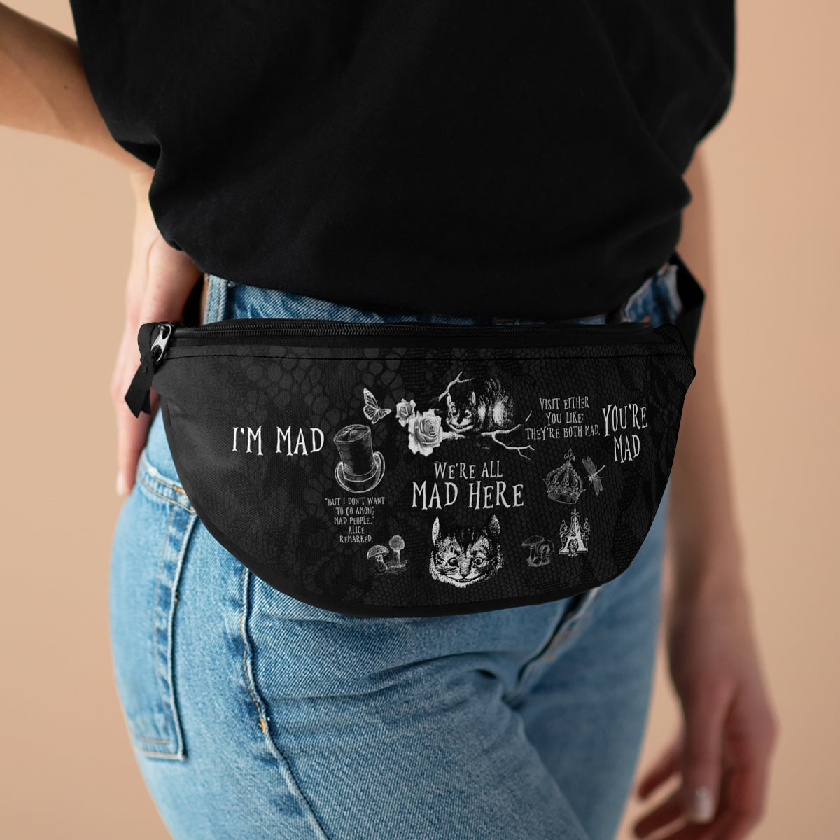 Fanny Pack - Alice in Wonderland Gifts #102 Black and White