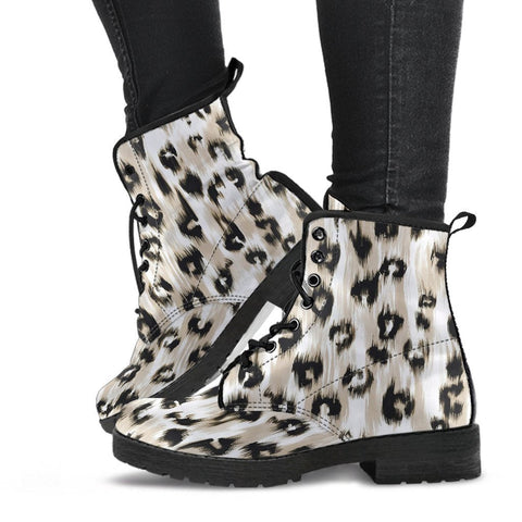 Fashion Combat Boots - Distressed Cheetah Print #101