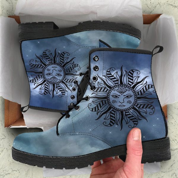 Fashion Combat Boots - Sun and Moon Boots #17 Galaxy