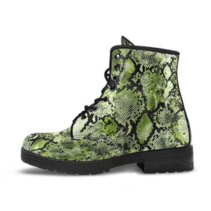 Fashion Combat Boots - Vintage Look Distressed Snake Skin