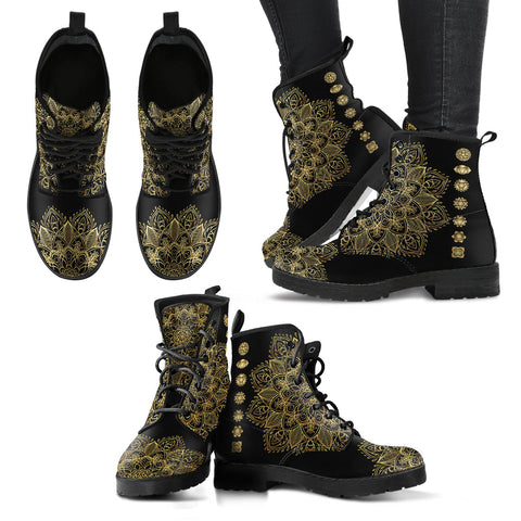 Gold Chakra Women’s Leather Boots | ACES INFINITY