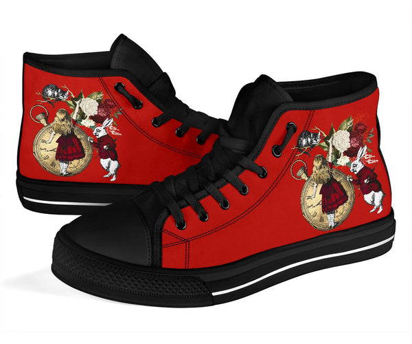 High Top Sneakers - Alice in Wonderland Gifts #32 Black/Red