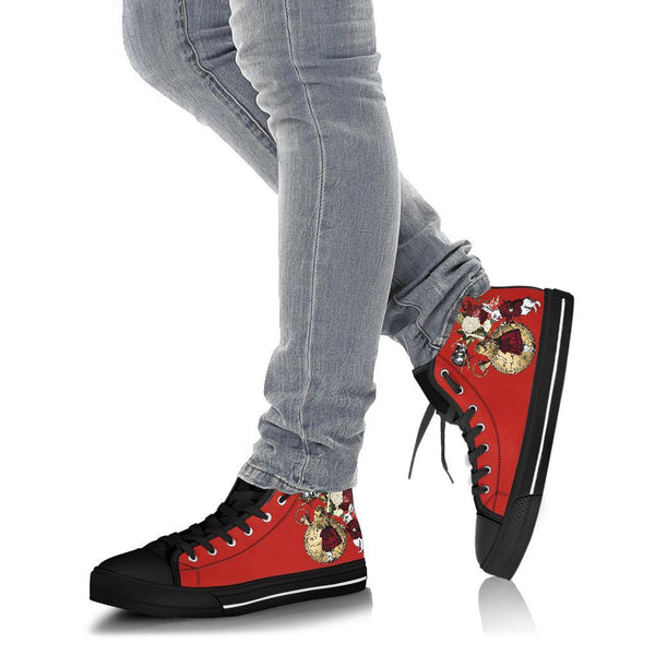 High Top Sneakers - Alice in Wonderland Gifts #32 Black/Red