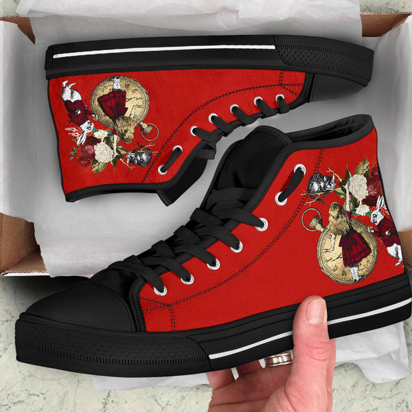 High Top Sneakers - Alice in Wonderland Gifts #32 Black/Red