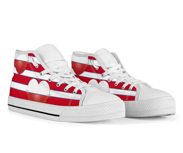 High Top Sneakers - Red & White Stripes | Custom High Top