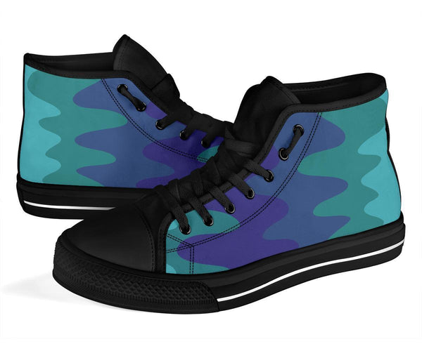 High Top Sneakers - Wavy Cool (Black) | Custom High Top