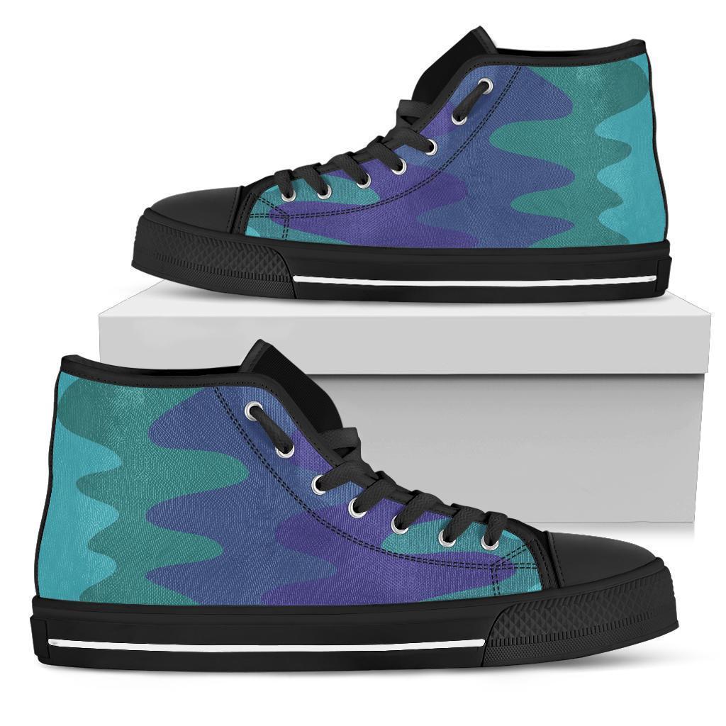 High Top Sneakers - Wavy Cool (Black) | Custom High Top