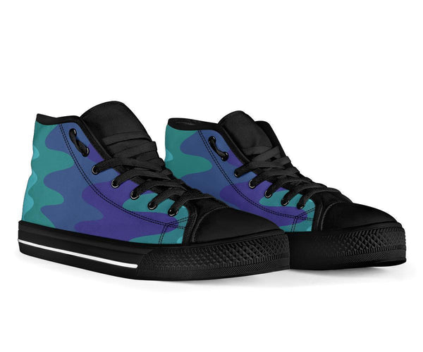 High Top Sneakers - Wavy Cool (Black) | Custom High Top