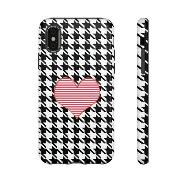 iPhone Case Tough Cases - Houndstooth #101 Pink Heart |
