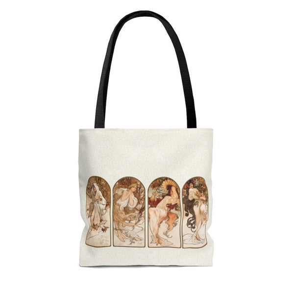 Premium Polyester Tote Bag - Vintage Art #101 The Seasons