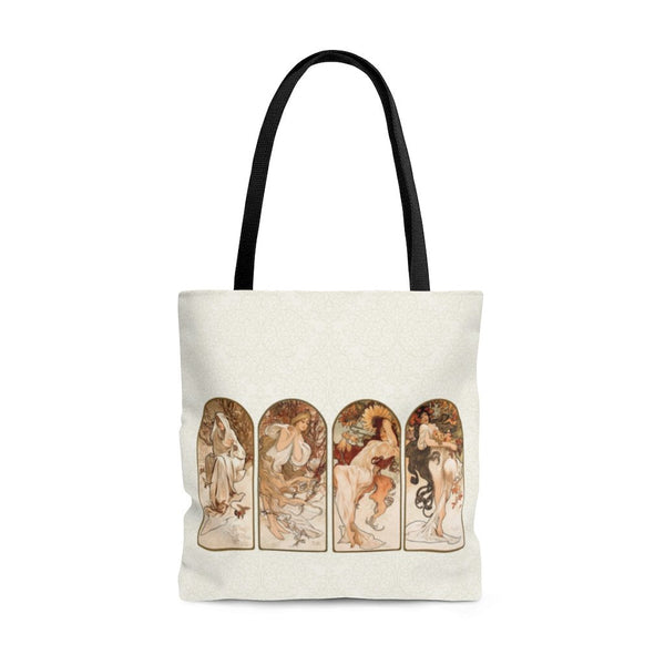 Premium Polyester Tote Bag - Vintage Art #101 The Seasons