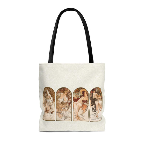 Premium Polyester Tote Bag - Vintage Art #101 The Seasons