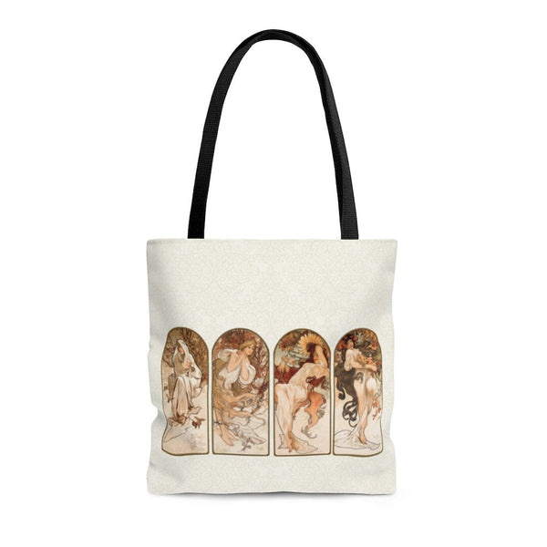 Premium Polyester Tote Bag - Vintage Art #101 The Seasons