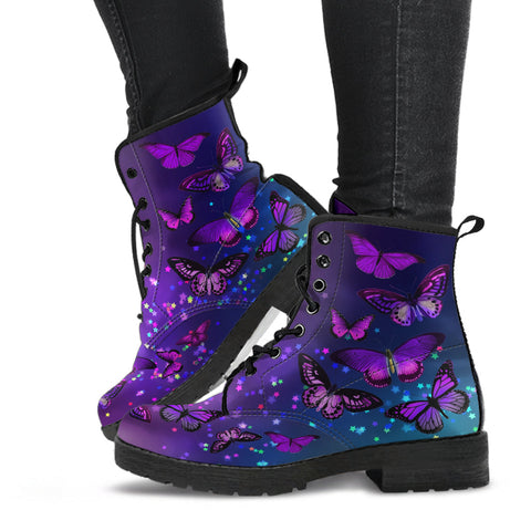 Purple Boots Butterfly Shoes #104 Purple | Combat Boots