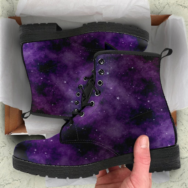 Purple Combat Boots - Galaxy | Purple Boots for Women Vegan