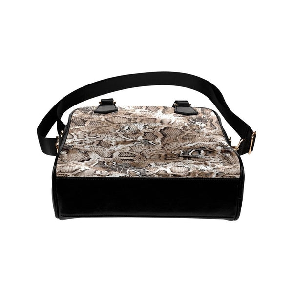 Shoulder Handbag-Snake Skin Print 102 Vegan Leather