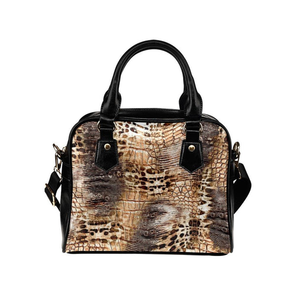 Shoulder Handbag-Snake Skin Print 103 Vegan Leather