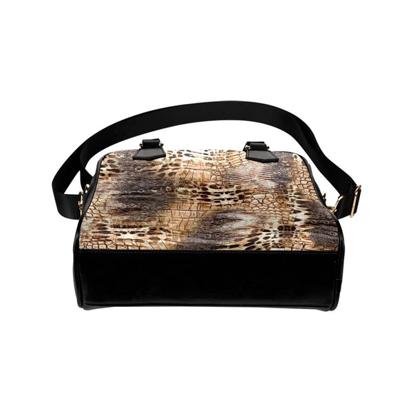 Shoulder Handbag-Snake Skin Print 103 Vegan Leather