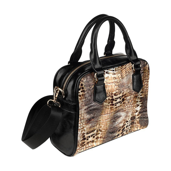 Shoulder Handbag-Snake Skin Print 103 Vegan Leather