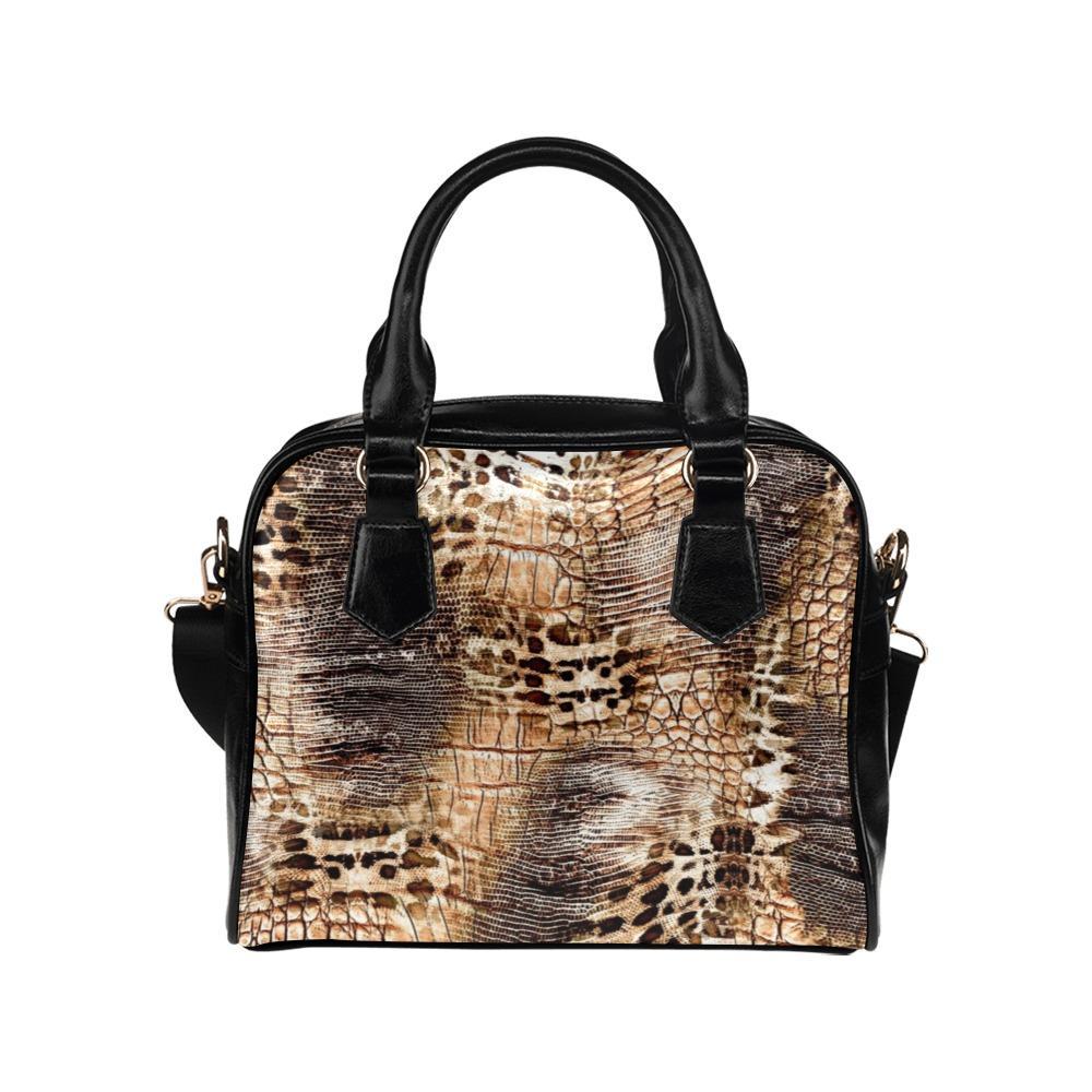 Shoulder Handbag-Snake Skin Print 103 Vegan Leather