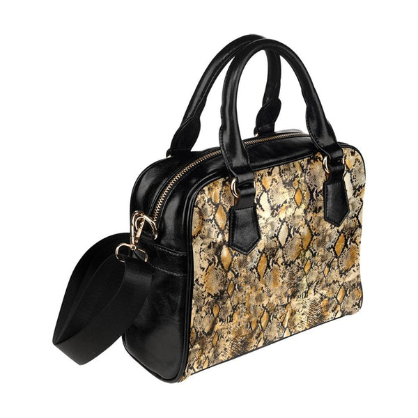 Shoulder Handbag-Snake Skin Print 104 Vegan Leather