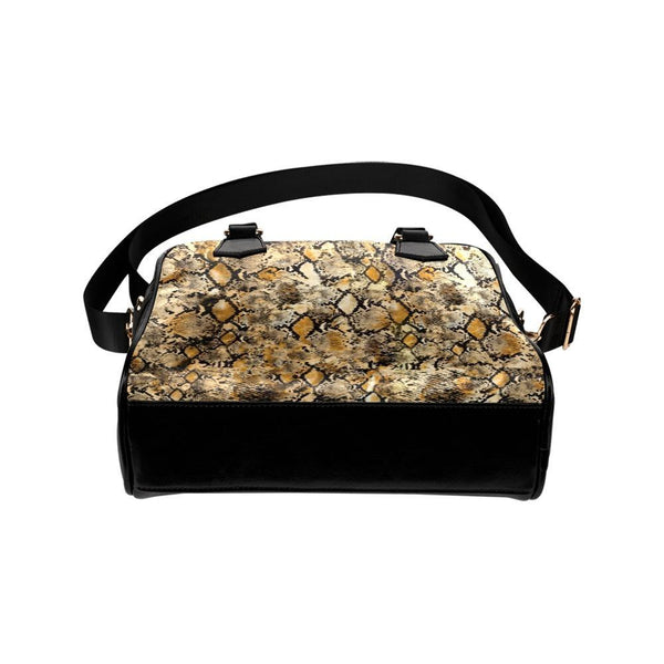 Shoulder Handbag-Snake Skin Print 104 Vegan Leather