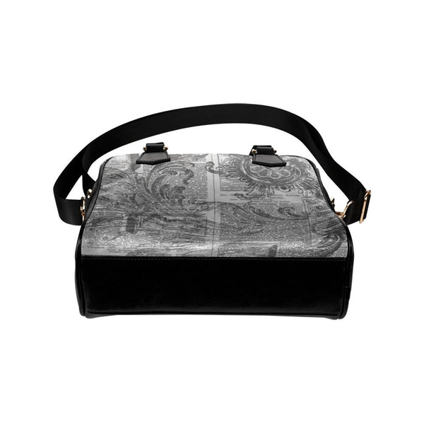 Shoulder Handbag-Vintage Grunge Newspaper Vegan Leather