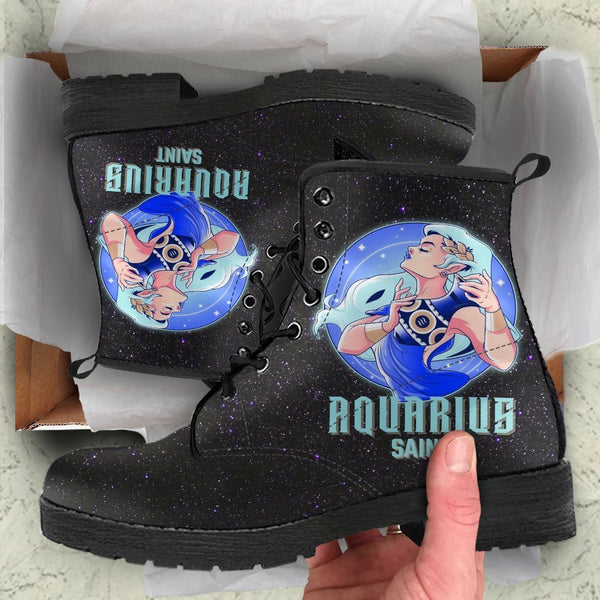 Zodiac Combat Boots - Aquarius #1 | Vegan Leather Lace Up