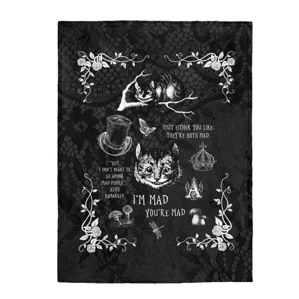 Alice in Wonderland Blanket #101 Black & White Series