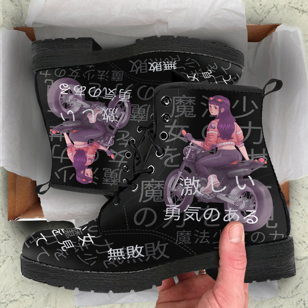 Anime Boots #7 - Black Combat Boots | Anime Custom Shoes