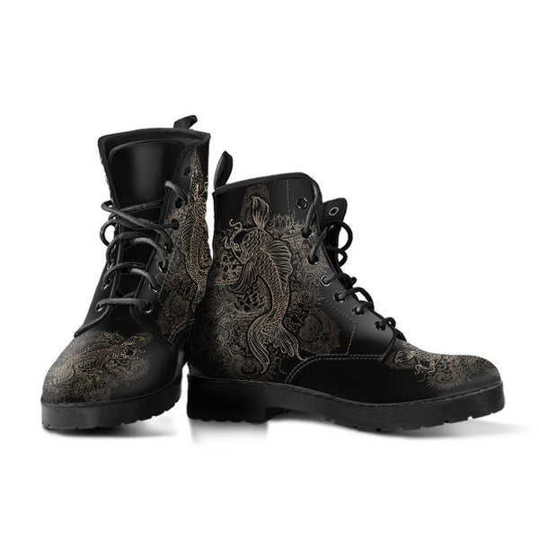 Black Combat Boots - Koi | Women’s Black Hipster Boots Vegan
