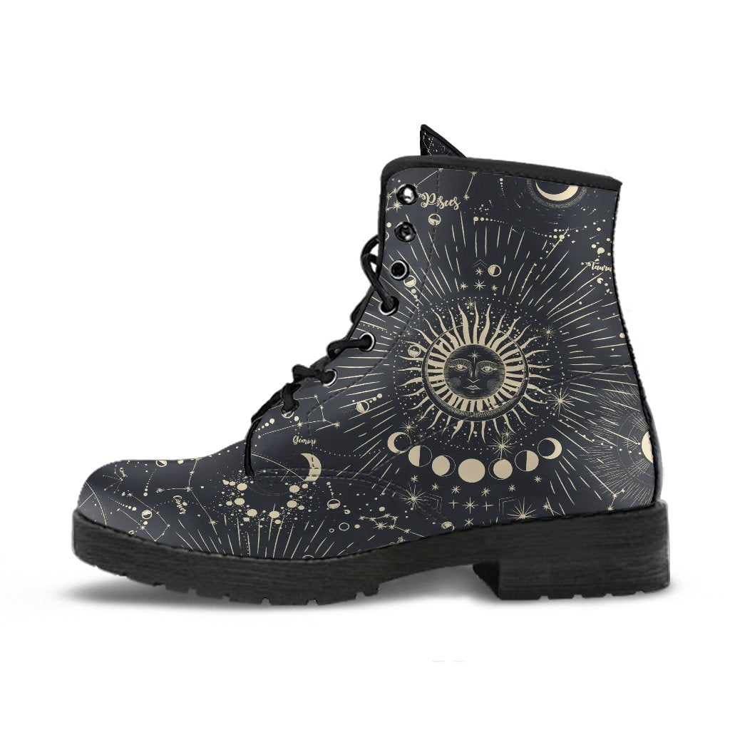 Black Combat Boots - The Sun | Boho Shoes Women’s Boots 