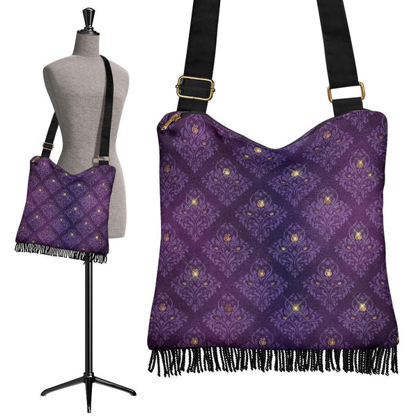 Boho Bag (Canvas) - Purple Pattern #102 | Hobo Slouchy Bag 