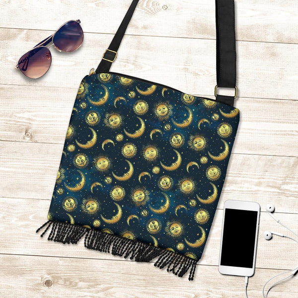 Boho Bag (Canvas) - Sun and Moon Bag | Hobo Slouchy Bag 