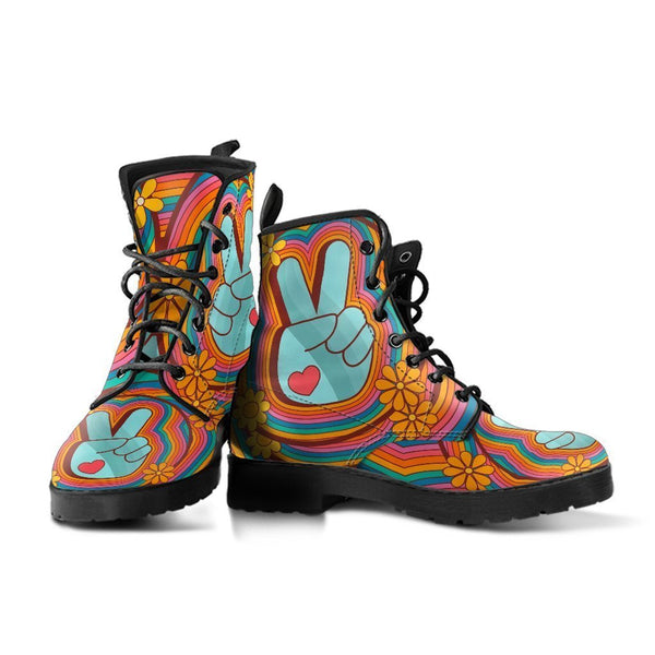 Combat Boots - 70s Psychedelic Style #1 | Custom Shoes Lace 